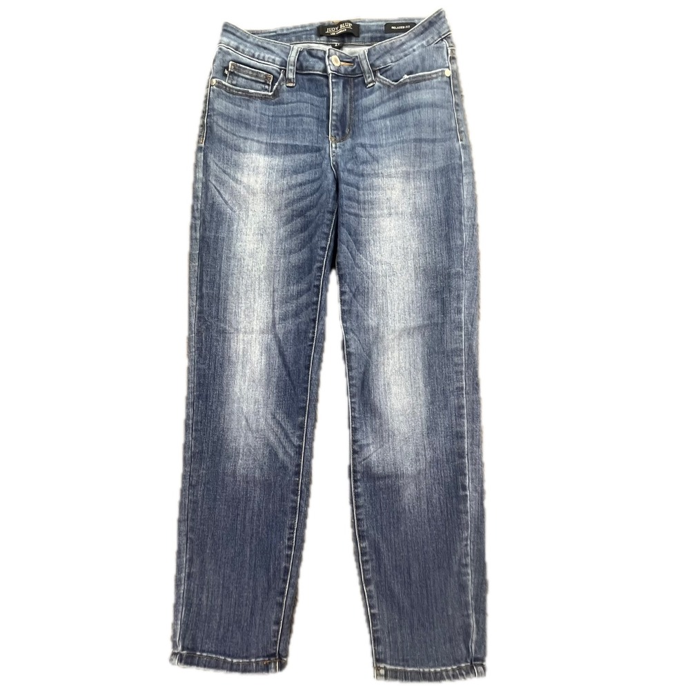 Judy Blue Los Angeles Relaxed Fit Blue Denim Jeans Women Size 27 Distressed